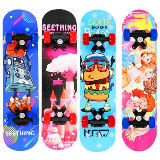 滑板四轮滑板儿童青少年宝宝通用滑板车中号枫木板双翘板 商品图0