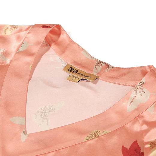 【皇锦】修身V领中长分身睡衣真丝家居服 商品图3