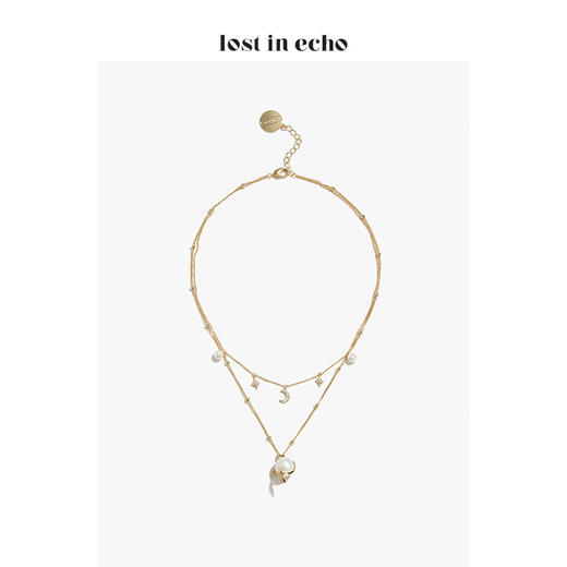 lost in echo x 摘星阁系列 冬季新款双层叠戴星月珍珠吊饰项链 商品图2