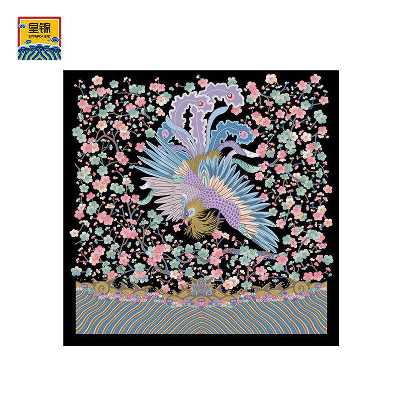 【皇锦】真丝围巾桑蚕丝印花大方巾-梅花大凤