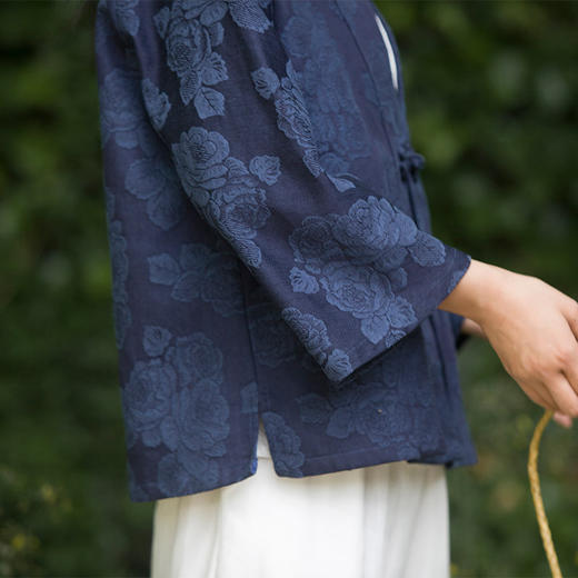 春夏棉麻大提花复古中式盘扣短上衣外套R210230嚭 商品图4