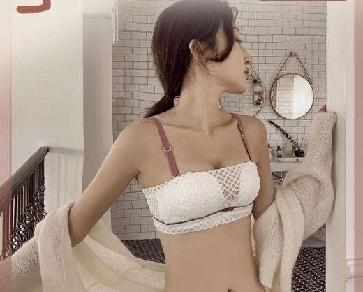【蕾丝抹胸 ’ 可仙可甜的套装~ 两种穿法美美哒！】内衣女无钢圈小胸聚拢学生高中少女薄款白色无肩带防滑文胸罩 商品图1