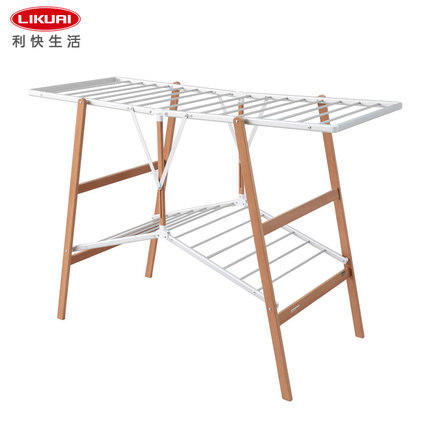利快FOPPAPEDRETTI意大利进口榉木材质双层折叠晾衣架晒衣架 商品图3