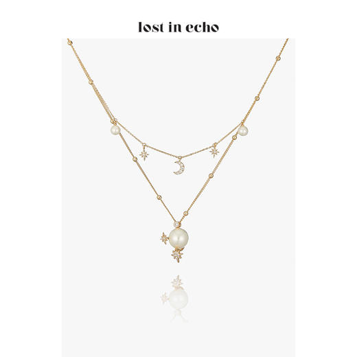 lost in echo x 摘星阁系列 冬季新款双层叠戴星月珍珠吊饰项链 商品图4