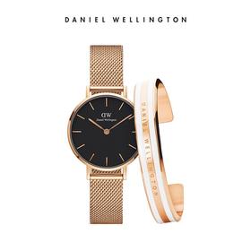 DANIEL WELLINGTON/丹尼尔惠灵顿 DW金属黑金色手表+新款DW手镯套装