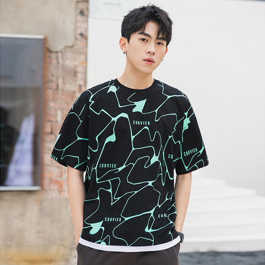 【服饰鞋包】-鲲海鹏云夏季宽松假两件T恤 商品图1