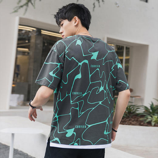 【服饰鞋包】-鲲海鹏云夏季宽松假两件T恤 商品图3