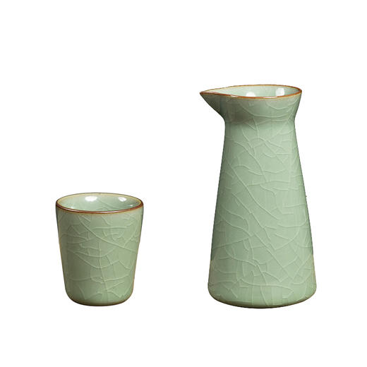 龙泉青瓷XH8027 升祺骈福冰裂釉一壶六杯酒具 商品图4