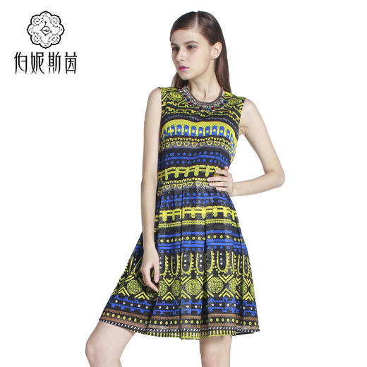 【伯妮斯茵】172S081--黄色连衣裙--金质轴盘--《太阳之子--印加》 商品图1