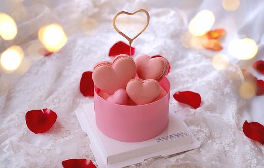 520粉色爱心马卡龙慕斯蛋糕|4寸马卡龙慕斯蛋糕，草莓乳酪马卡龙+白乳酪慕斯  达克瓦兹+树莓果粒夹心 商品图2