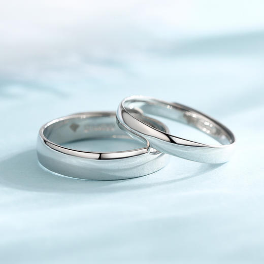 中国珠宝 铂金PT950极简光圈情侣对戒结婚戒指礼物 商品图2