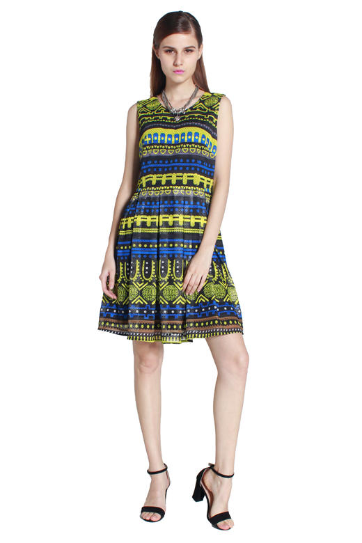 【伯妮斯茵】172S081--黄色连衣裙--金质轴盘--《太阳之子--印加》 商品图5