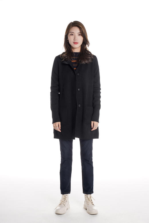 奇威【 100%羊毛 】立领针织开衫 中长款外套10009062 商品图6