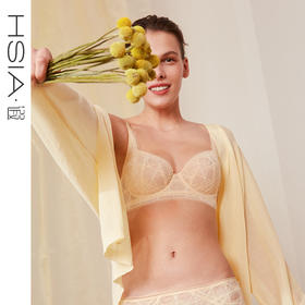 内衣女薄款夏季性感格纹蕾丝全罩杯无海绵胸罩大胸显小文胸HSIA遐