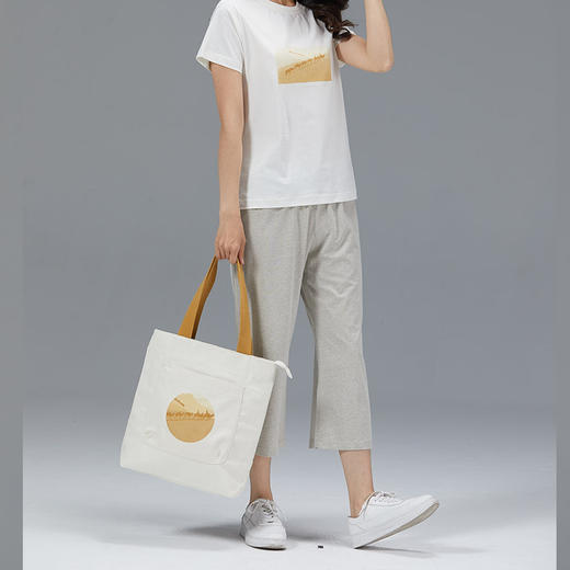 素道敦煌天然有机彩棉手拿帆布包 纯棉印花手提包 大容量背肩挎包 商品图4