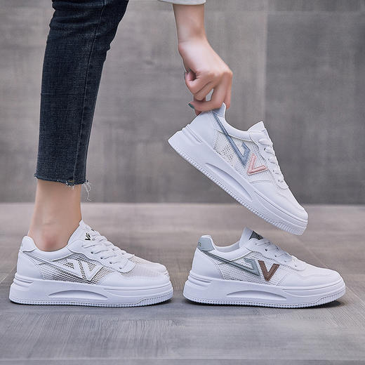 【2021网红推荐】ins透气小白鞋女网面2021夏季新款韩版学生板鞋女厚底网鞋女 商品图3