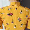 上海旗袍厂TZRY-21017新款复古优雅品质款宴会礼服日常真丝双邹印花改良黄色旗袍 商品缩略图4