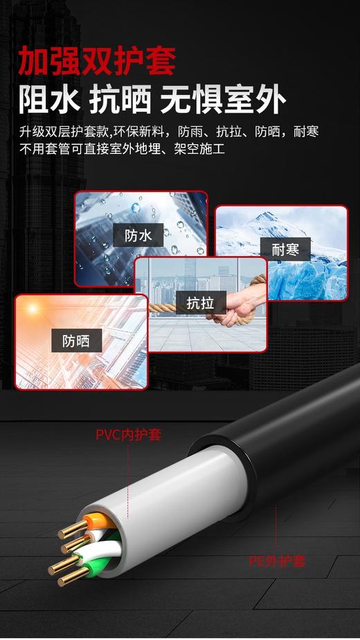 爆 款【四芯网线】室内外4芯线信号线电话线户外宽带线网络线延长线监控纯铜4芯双绞纯铜电话线/网线工程家装用四芯连接线监控网络线宽带双绞线4芯纯铜500米监控网线 商品图1