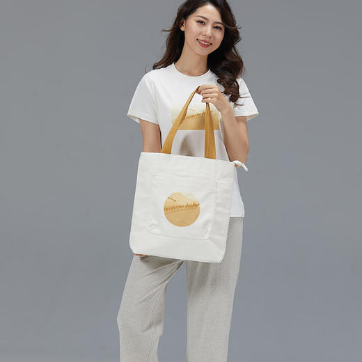 素道敦煌天然有机彩棉手拿帆布包 纯棉印花手提包 大容量背肩挎包 商品图3