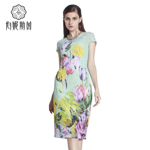 【伯妮斯茵】172S021--绿色连衣裙--莫契月亮神壁画--《TYZZ》 商品图1