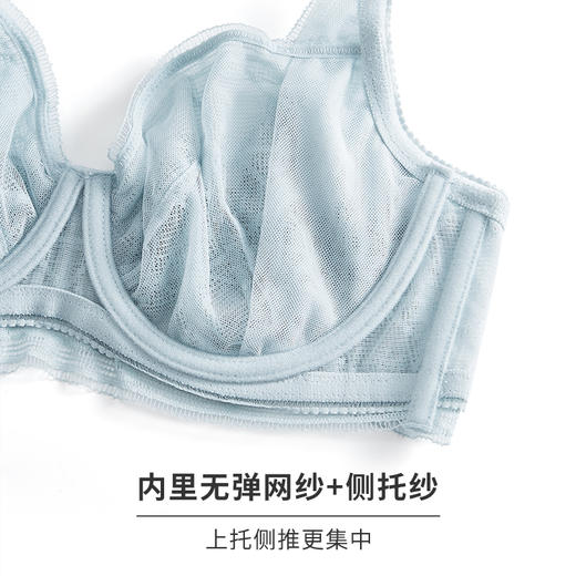 内衣女薄款夏季性感格纹蕾丝全罩杯无海绵胸罩大胸显小文胸HSIA遐 商品图4