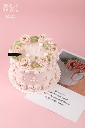 H121粉色小玫瑰的花语（韩式裱花蛋糕，请提前2天预订）