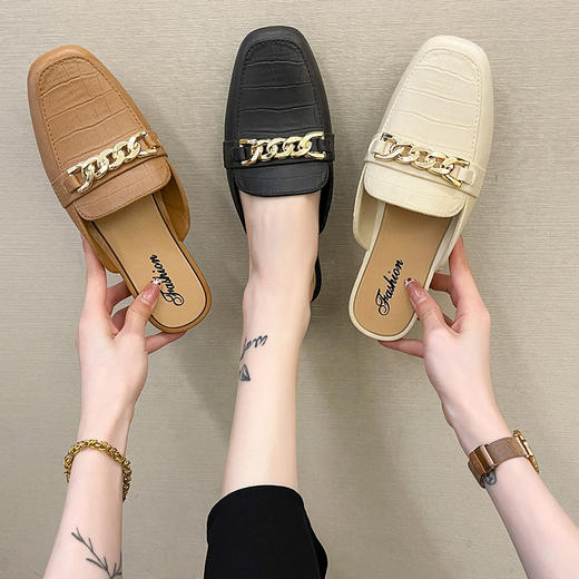 【服饰鞋包】包头半拖鞋女网红懒人鞋时尚外穿拖鞋 商品图1