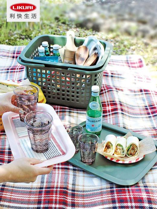 利快日本进口镂空双把手家用桌面玩具杂物收纳篮筐子置物储物箱 商品图0