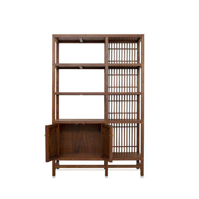 后隐 黑胡桃木书架 新中式实木置物架 商品图0