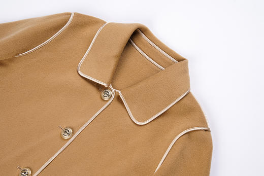 臣禾【100%绵羊毛】【1件穿3季】贴袋包边单排扣翻领短款小个子羊毛呢大衣9234080526 商品图7