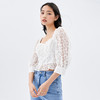 西遇白色女设计感小众法式短袖方领赫本风泡泡袖上衣女夏10910629 商品缩略图0