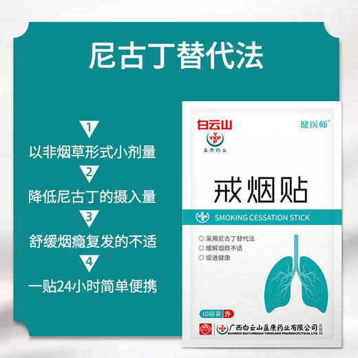 【买2发3盒】药房同款白云山戒烟贴  尼古丁替代法 辅助戒烟 商品图3
