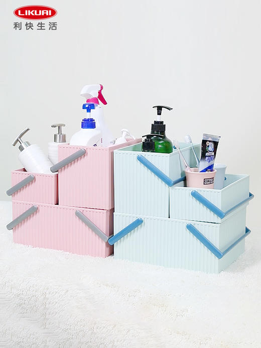 利快日本进口家用杂物桌面收纳筐篮子高颜值创意摆件多功能储物盒 商品图1