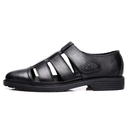 强人际华3515复古老三条包头商务休闲皮凉鞋男士镂空皮鞋 商品图1