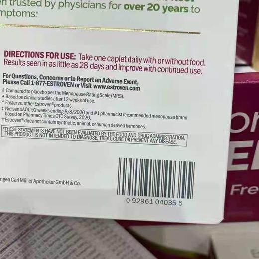 Estroven女性更年期综合营养素大豆异黄酮 84粒美国代购，无中文标签，介意慎拍 商品图5
