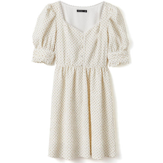 西遇泡泡袖连衣裙2021新款夏韩版小清新方领温柔风小裙子11010717 商品图4