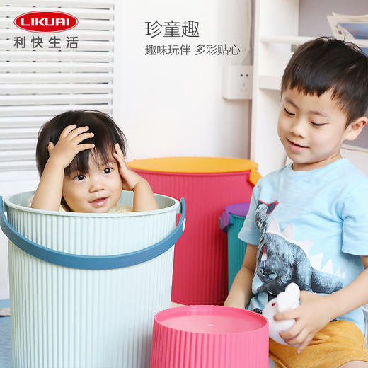 利快日本进口居家家用脏衣服玩具收纳筐置物筐炫彩桶轻奢脏衣篮 商品图2