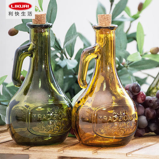 新品利快调味瓶西班牙原装进口厨房把手刻花加厚玻璃木塞油醋瓶罐 商品图0