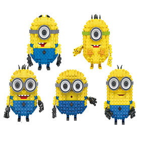 俐智小黄人系列儿童盲盒拼装积木动漫玩具礼物潮流桌面摆件手办