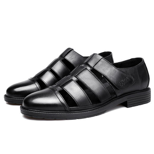 强人际华3515复古老三条包头商务休闲皮凉鞋男士镂空皮鞋 商品图4