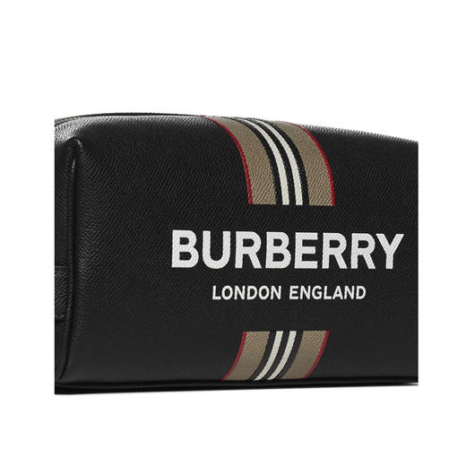 BURBERRY 巴宝莉 男士标志性条纹印花皮革手拿包 黑色 8033859 A1189 商品图3