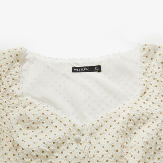 西遇泡泡袖连衣裙2021新款夏韩版小清新方领温柔风小裙子11010717 商品图5