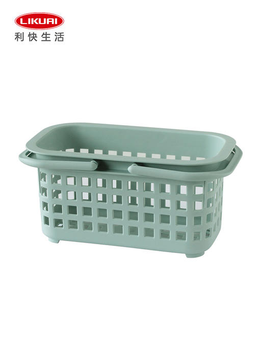 利快收纳篮子日本进口镂空带盖双把手家用玩具杂物收纳筐储物箱 商品图1