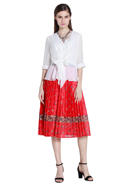 【伯妮斯茵】172B062--红色半裙--安肯织物--《太阳之子--印加》 商品图0