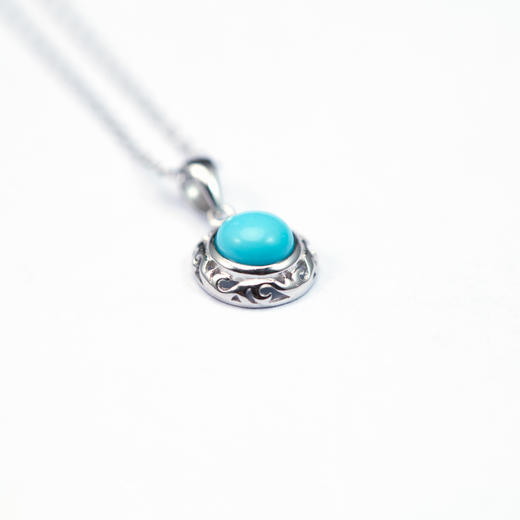 醍醐 无量卷草纹饰 松石 925银项链 耳饰 高瓷蓝松 流转自如 商品图3