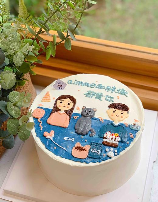 手绘男士女士猫咪奶油蛋糕 下单前请仔细阅读商品详情 商品图1