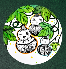 《小小葫芦藤上挂》线描【自动发货：下单后，点击手机短信中收到的链接，即可获取文件下载的链接；如有任何问题，可添加客服微信hm33268获得帮助】
