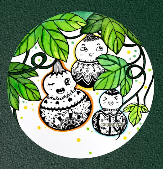 《小小葫芦藤上挂》线描【自动发货：下单后，点击手机短信中收到的链接，即可获取文件下载的链接；如有任何问题，可添加客服微信hm33268获得帮助】
 商品图0