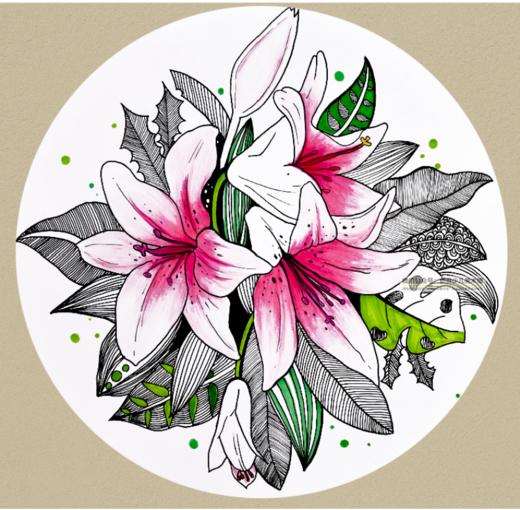 《悠悠百合香》线描【自动发货：下单后，点击手机短信中收到的链接，即可获取文件下载的链接；如有任何问题，可添加客服微信hm33268获得帮助】
 商品图0