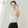 乔万尼新款真丝衬衫V领优雅大气波点衬衣EI2C831 商品缩略图3